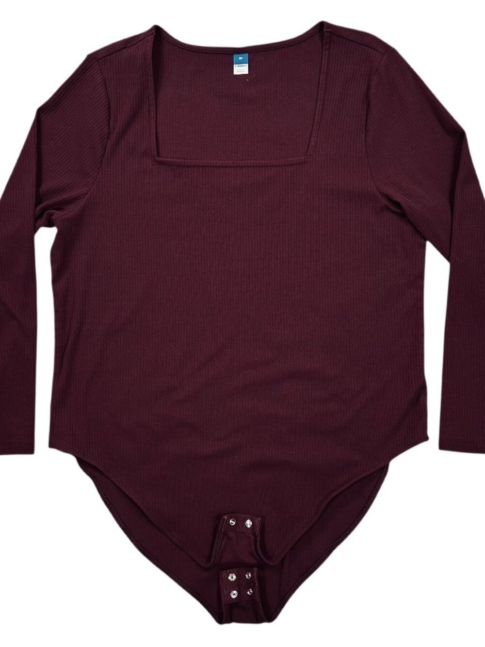 Old Navy Burgundy Long Sleeve Rib Knit Square Neck Bodysuit Size 3X